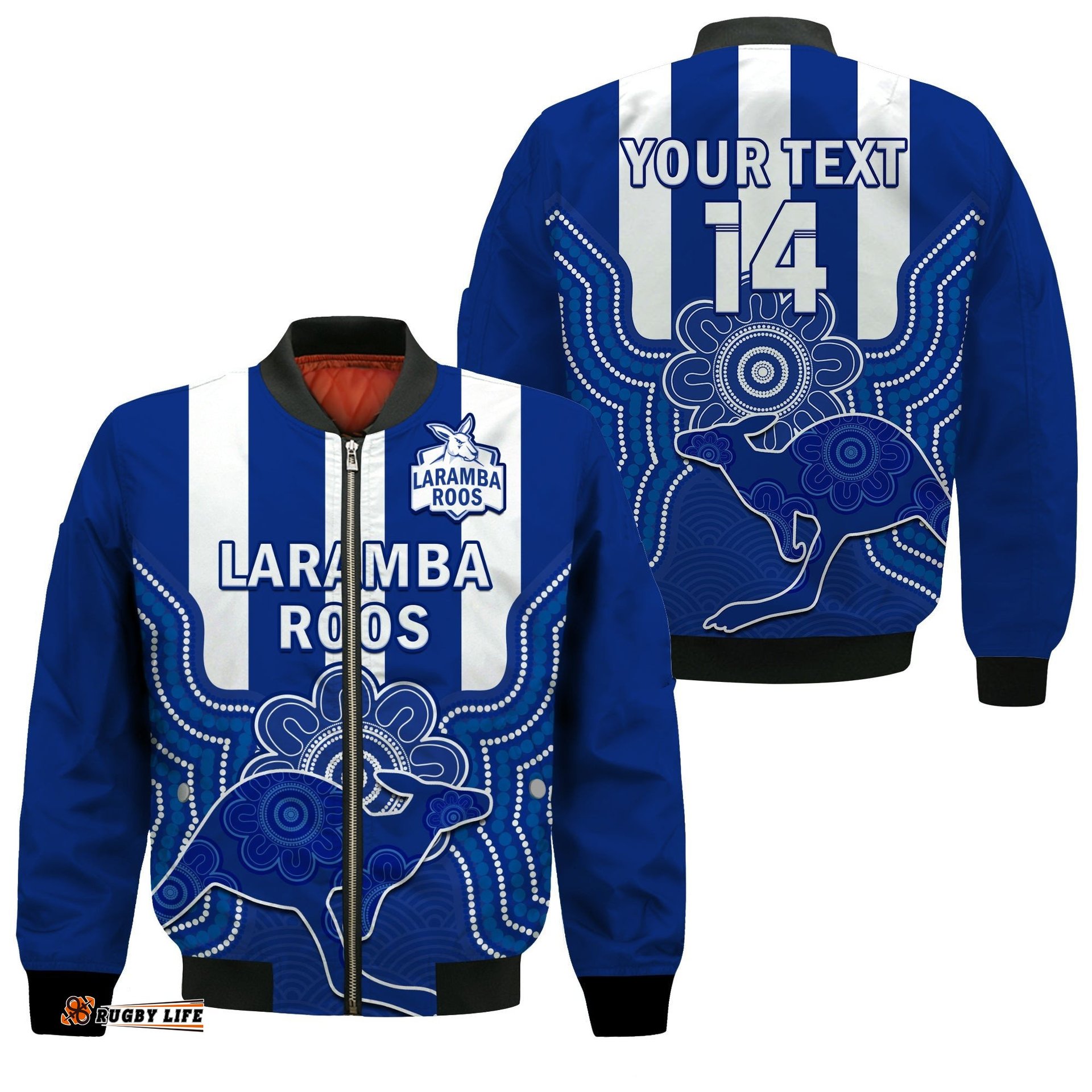 Custom Text And Number Laramba Football Bomber Jacket Roos Aboriginal Art