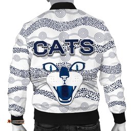 Geelong Men Bomber Jacket Cats Indigenous - White