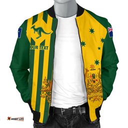 Custom Men's Bomber Jacket - Australia Kangaroo Sign National Color