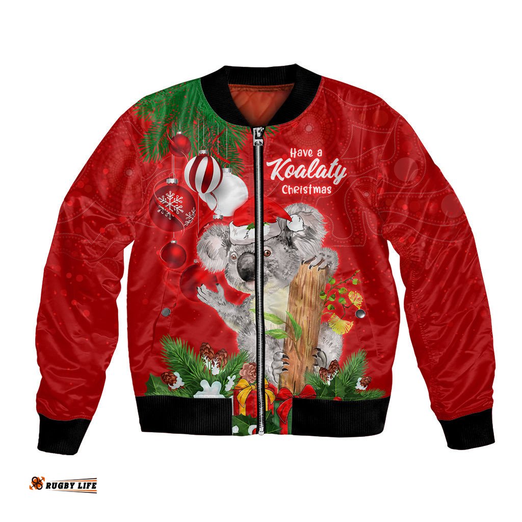 Koala Lover Bomber Jacket Australia Merry Christmas Aboriginal