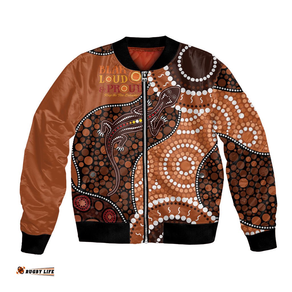 Lizard NAIDOC 2024 Bomber Jacket Aboriginal Art Style