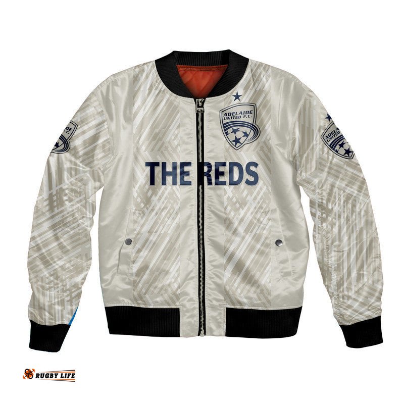Custom Personalised Adelaide United The Reds Bomber Jacket Soccer Club Original Style - Beige