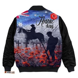 Anzac Day Lest We Forget Vintage Poppies Bomber Jacket