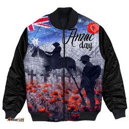 Anzac Day Lest We Forget Vintage Poppies Bomber Jacket