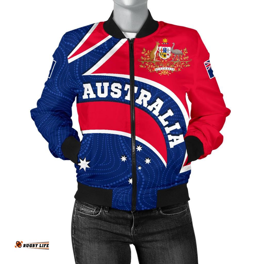 Aboriginal Bomber Jacket - Australia Flag and Coat of Arms - Women