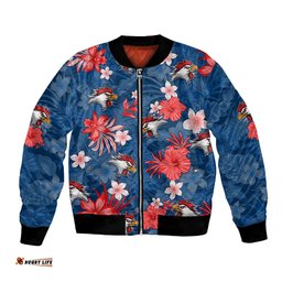 Custom Roosters Rugby Bomber Jacket Beautiful Floral Pattern Spring Summer Vibe