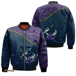 Melbourne Storm Bomber Jacket Grunge Polynesian Tattoo - NRL