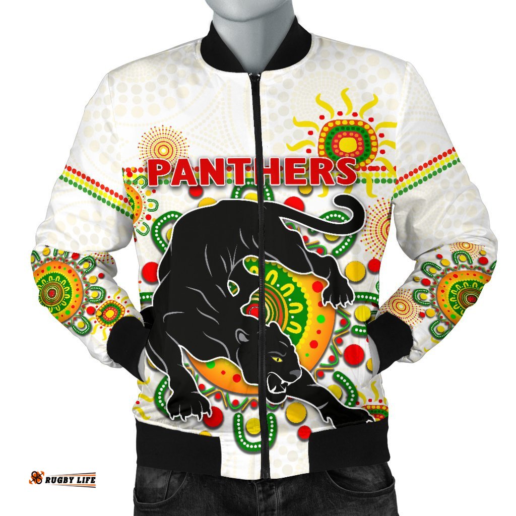 Penrith Men's Bomber Jacket Indigenous Panthers - White