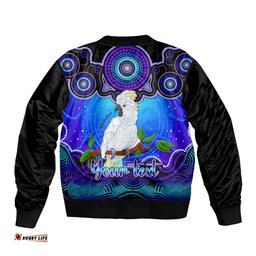 Personalised Australia Libra Cockatoo Zodiac Bomber Jacket Auz Astrology Aboriginal - Blue
