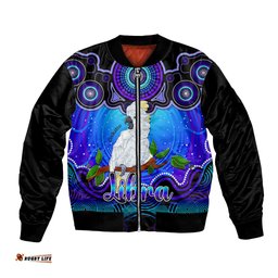 Personalised Australia Libra Cockatoo Zodiac Bomber Jacket Auz Astrology Aboriginal - Blue