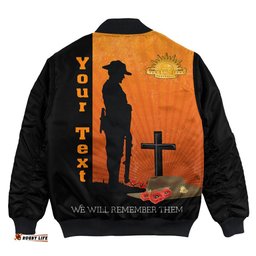 Custom Anzac Day Lest We Forget Soldier Standing Guard Bomber Jacket