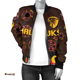Hawthorn Women's Bomber Jacket Hawks Indigenous - Brown