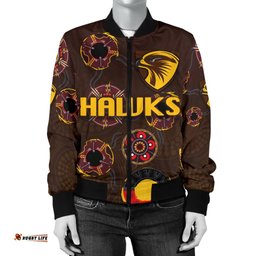 Hawthorn Women's Bomber Jacket Hawks Indigenous - Brown