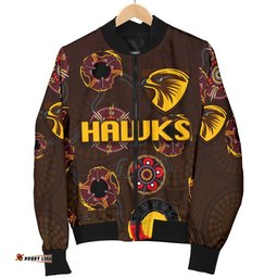 Hawthorn Women's Bomber Jacket Hawks Indigenous - Brown