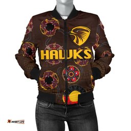 Hawthorn Women's Bomber Jacket Hawks Indigenous - Brown