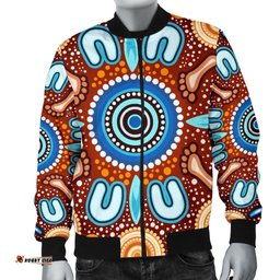 Aboriginal Men's Bomber Jacket - Indigenous Circle Dot Painting Ver02