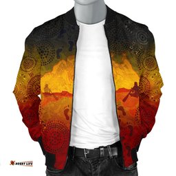 Aboriginal Men's Bomber Jacket, Australian Map with Indigenous Color