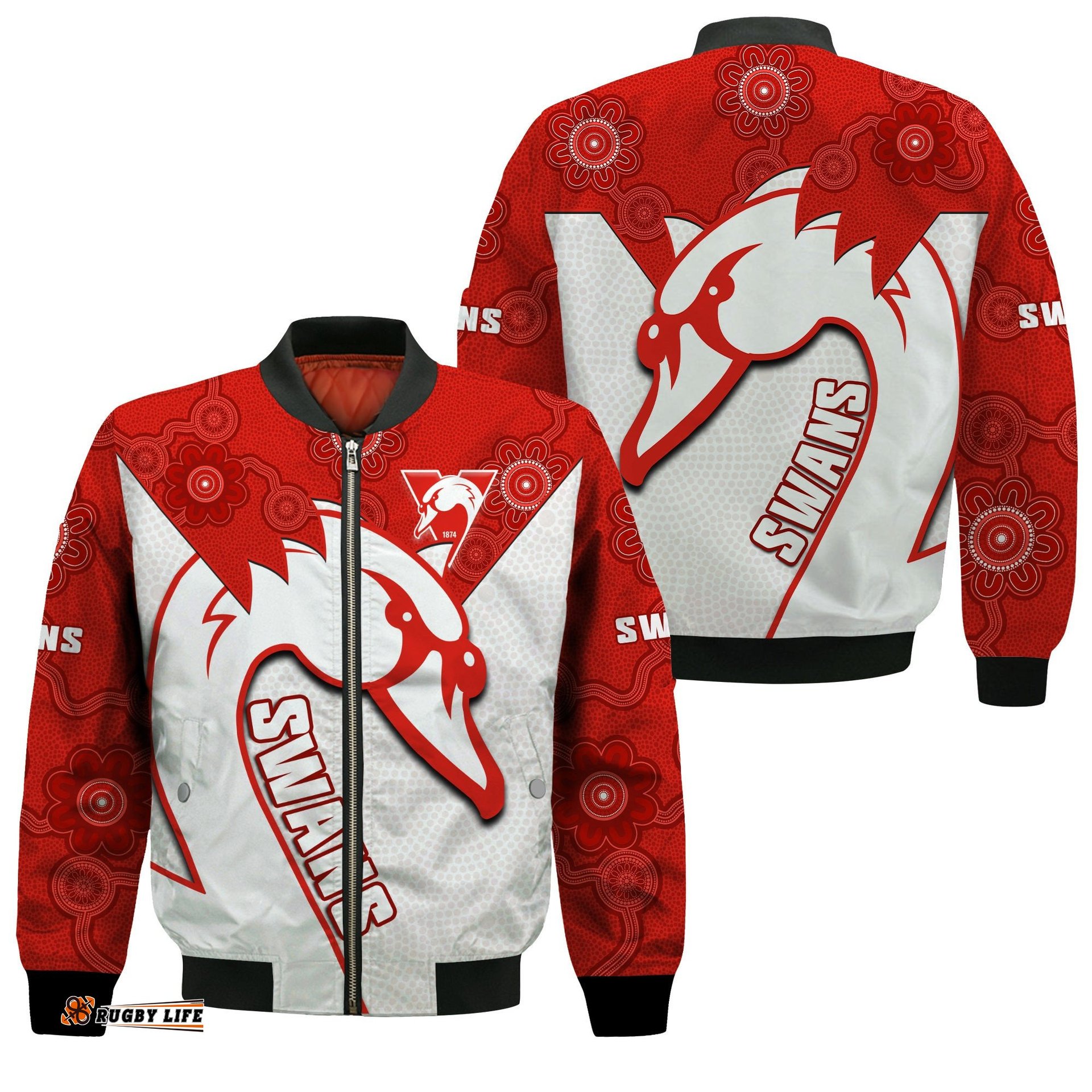 Sydney Football Bomber Jacket Swans 1874 Dot Painting Artsy
