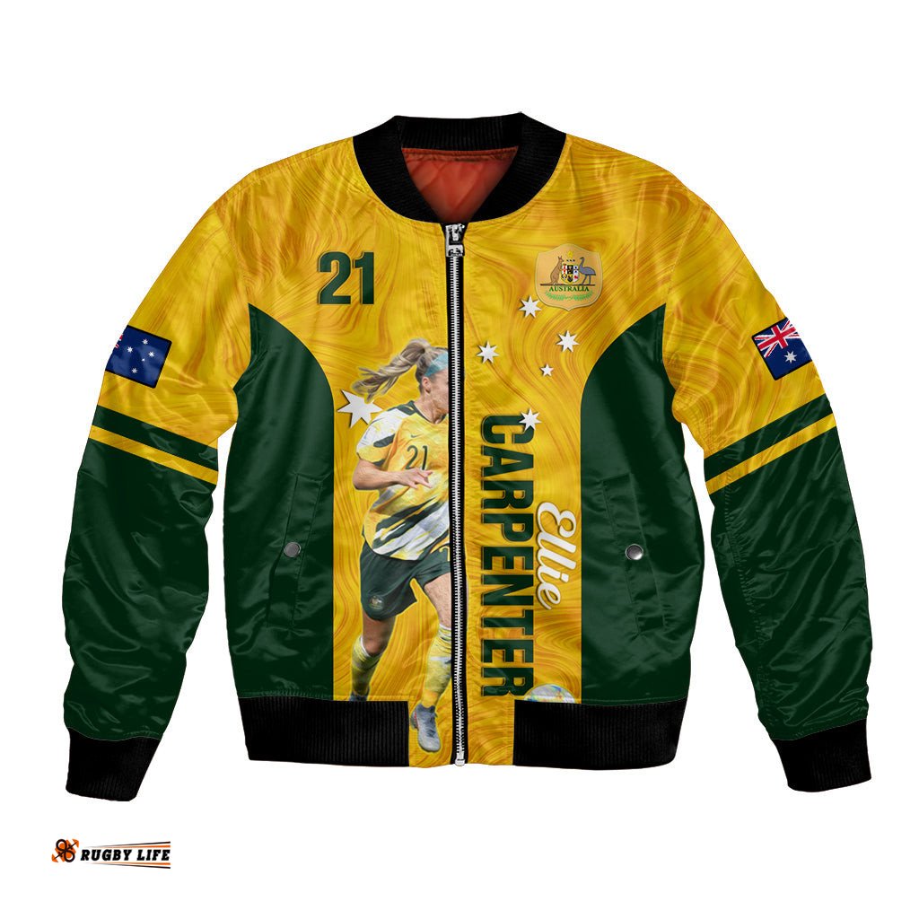 Australia Soccer Bomber Jacket Ellie Carpenter Matildas Gold Version