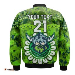 Custom Personalised Raiders Rugby ANZAC Bomber Jacket Camouflage Poppy