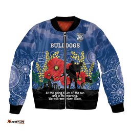 Custom Bulldogs Football ANZAC Bomber Jacket Gallipoli Camouflage With Poppies