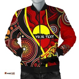 Custom Men's Bomber Jacket - Australia Aboriginal Dots With Didgeridoo