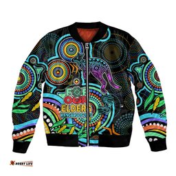 Custom Kangaroos Football Aboriginal Art Bomber Jacket NAIDOC Indigenous Tribal
