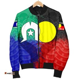 Aboriginal Women's Bomber Jacket , Australia Naidoc Week Indigenous Flag Style