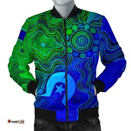 Aboriginal Men's Bomber Jacket , Torres Strait Islands Flag