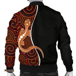 Aboriginal Men's Bomber Jacket - Indigenous Lizard Dreaming