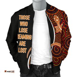 Aboriginal Men's Bomber Jacket - Indigenous Lizard Dreaming