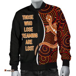 Aboriginal Men's Bomber Jacket - Indigenous Lizard Dreaming