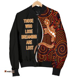 Aboriginal Men's Bomber Jacket - Indigenous Lizard Dreaming