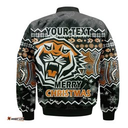 Custom Personalised Wests Tigers Aboriginal Christmas Vibe Black Version Bomber Jacket