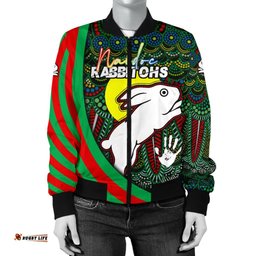 Custom Personalised Rabbitohs Naidoc Week Women's Bomber Jacket Indigenous Version Special