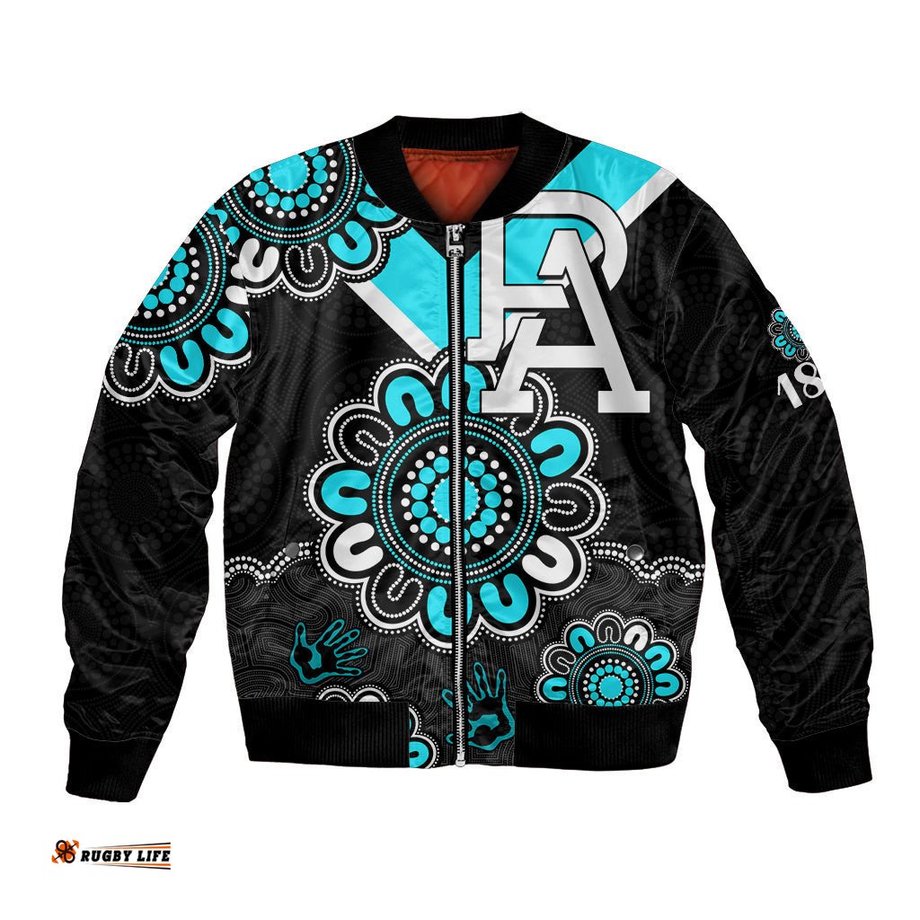 Custom Personalised AFL Port Adelaide Power 1870 Aboriginal Bomber Jacket