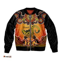 Personalised Australia Leo Lizard Zodiac Bomber Jacket Auz Astrology Aboriginal - Red