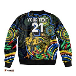 Custom Titans Rugby Aboriginal Art Bomber Jacket NAIDOC Indigenous Tribal