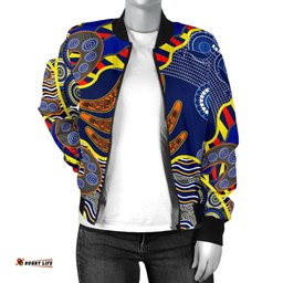 Aboriginal Women's Bomber Jacket, Australian Boomerang Dot Painting Art