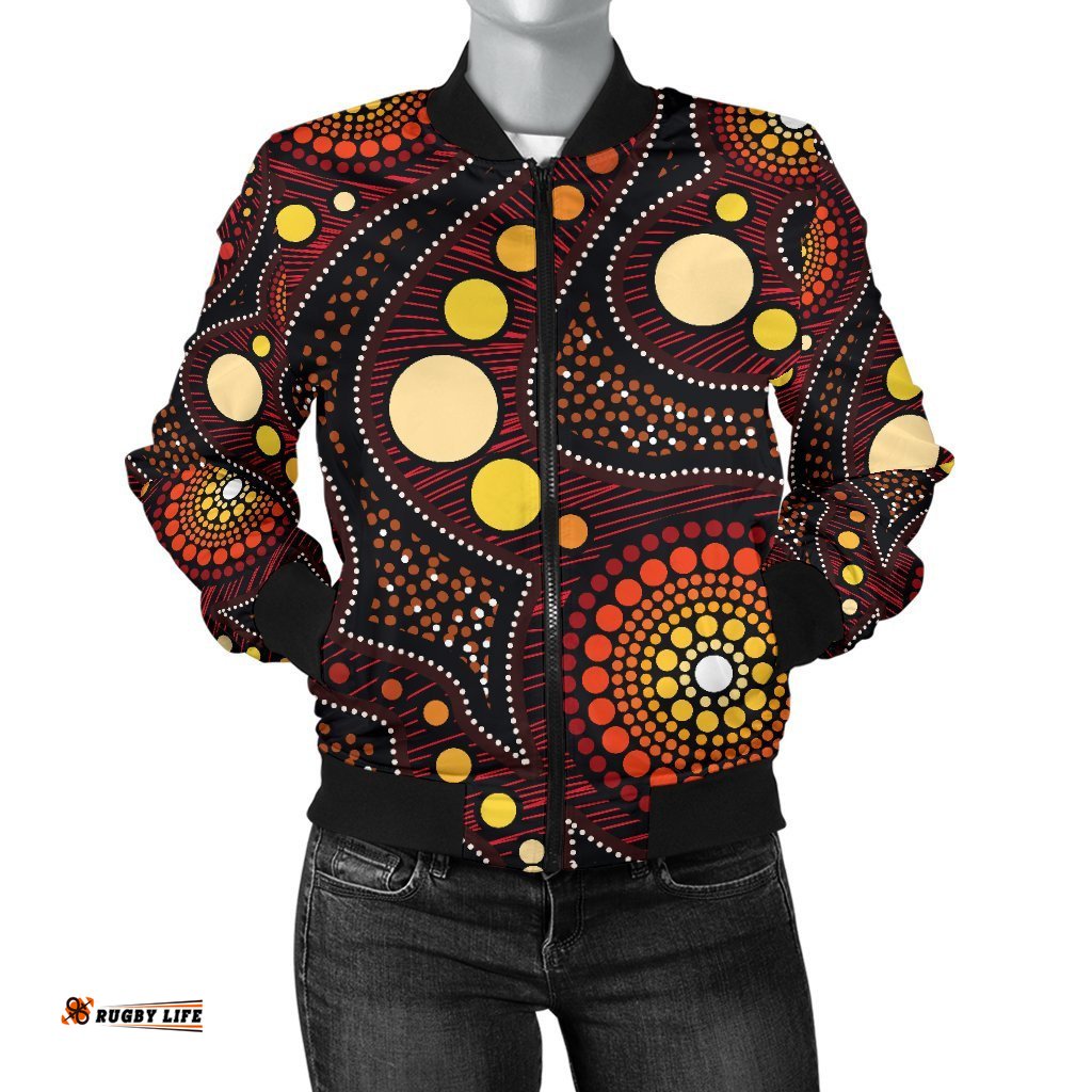 Aboriginal Women's Bomber Jacket - Aboriginal Art Ver01