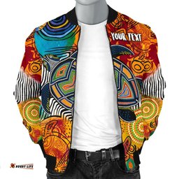 Aboriginal Men's Personalised Bomber Jacket - Turtle Indigenous Art