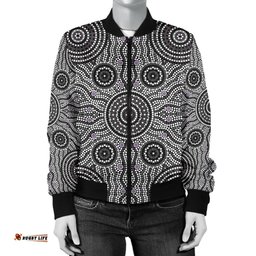 Bomber Jacket - Aboriginal Dot Painting Jacket Ver04 - Women