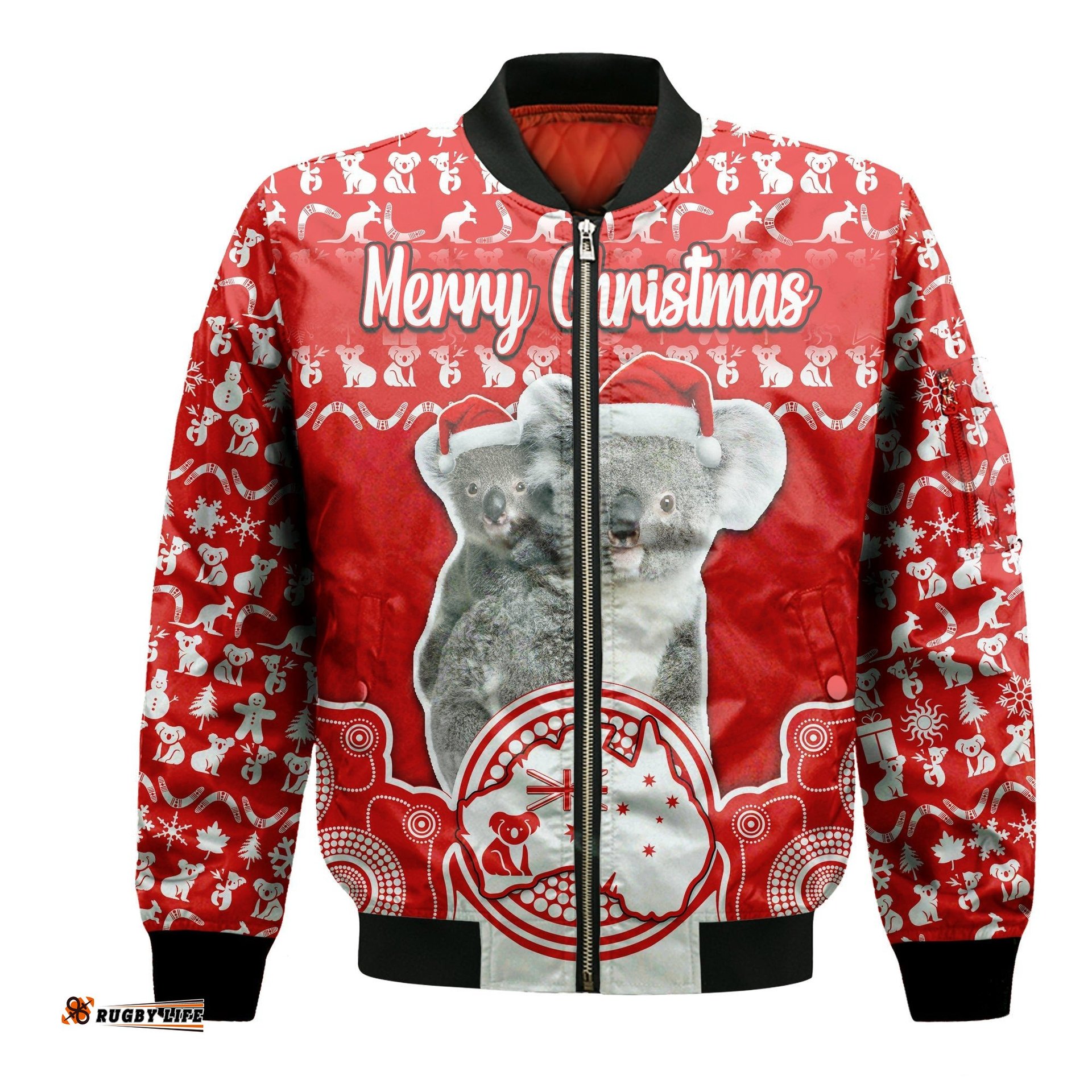 Custom Personalised Australian Koala Christmas Vibe With Aboriginal Dot Painting Style No1 Bomber Jacket