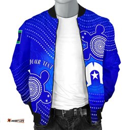 Custom Torres Strait Islanders Men's Bomber Jacket - Torres Symbol With Indigenous Turtle