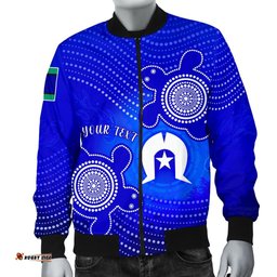 Custom Torres Strait Islanders Men's Bomber Jacket - Torres Symbol With Indigenous Turtle