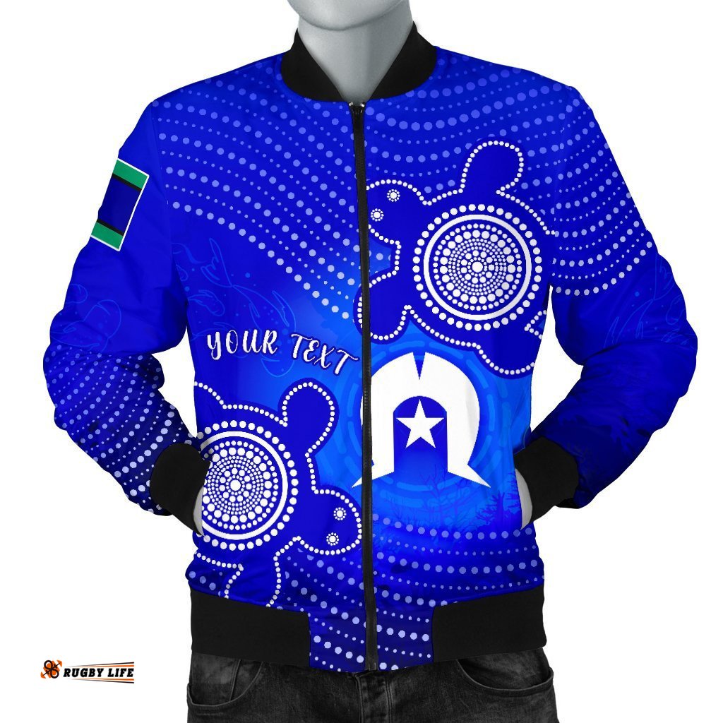 Custom Torres Strait Islanders Men's Bomber Jacket - Torres Symbol With Indigenous Turtle