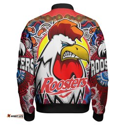 Roosters Indigenous Rugby Custom Bomber Jacket - Protection Under the Sun RLT13