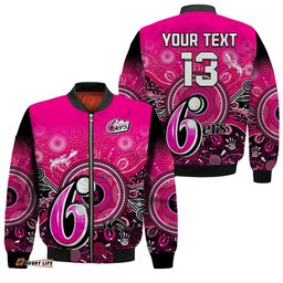 Custom Text and Number Sydney Sixers Bomber Jacket Aboriginal Australia Cricket Champion
