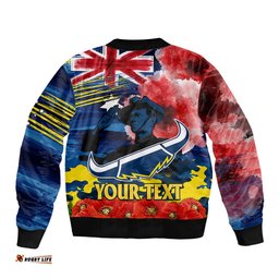 Custom Personalised ANZAC Cowboys Rugby Bomber Jacket We Shall Remember