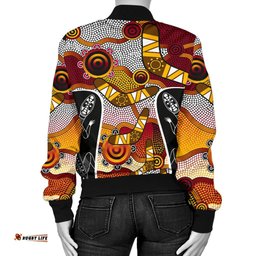 Bomber Jacket - Aboriginal Dot Painting Lizard Jacket - Women